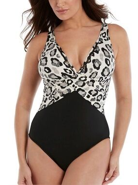 Miraclesuit Purrfectly‎ Animal Print Posh Elan One Piece Size 14